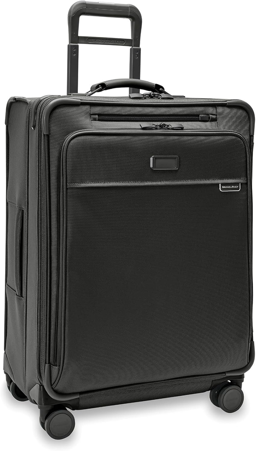 Briggs & Riley 26" Medium Expandable Spinner - Checked Luggage for Travel, Suitcases with Wheels, Softside Rolling Bag for Men & Women, Self-Repairing Zipper - Baseline Collection, Black