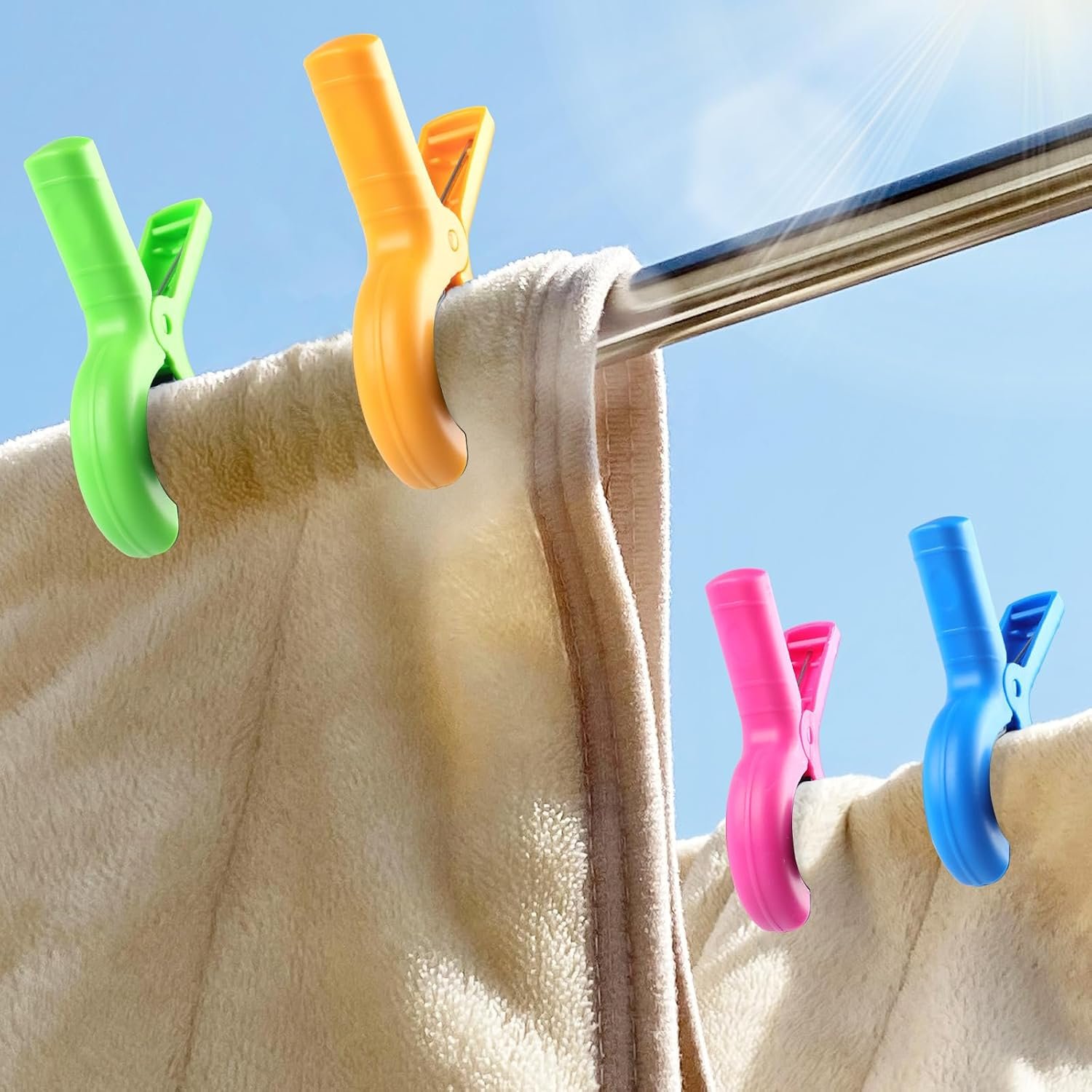 Large Beach Towel Clips for Beach Chairs, 8 Pcs Towel Holder for Beach Chair Pool Chair on Cruise, Jumbo Size Heavy Duty Clothes Pins, Beach Chair Clips to Beach Accessories Must Haves, 4 Colors - Image 7