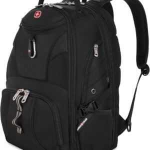 SWISSGEAR 1900 ScanSmart Laptop Backpack, Fits Most 17-Inch Laptops, TSA-Friendly Lay-Flat Design, RFID Protection, and Tablet Pocket, Black, 31L, 18.5-Inch