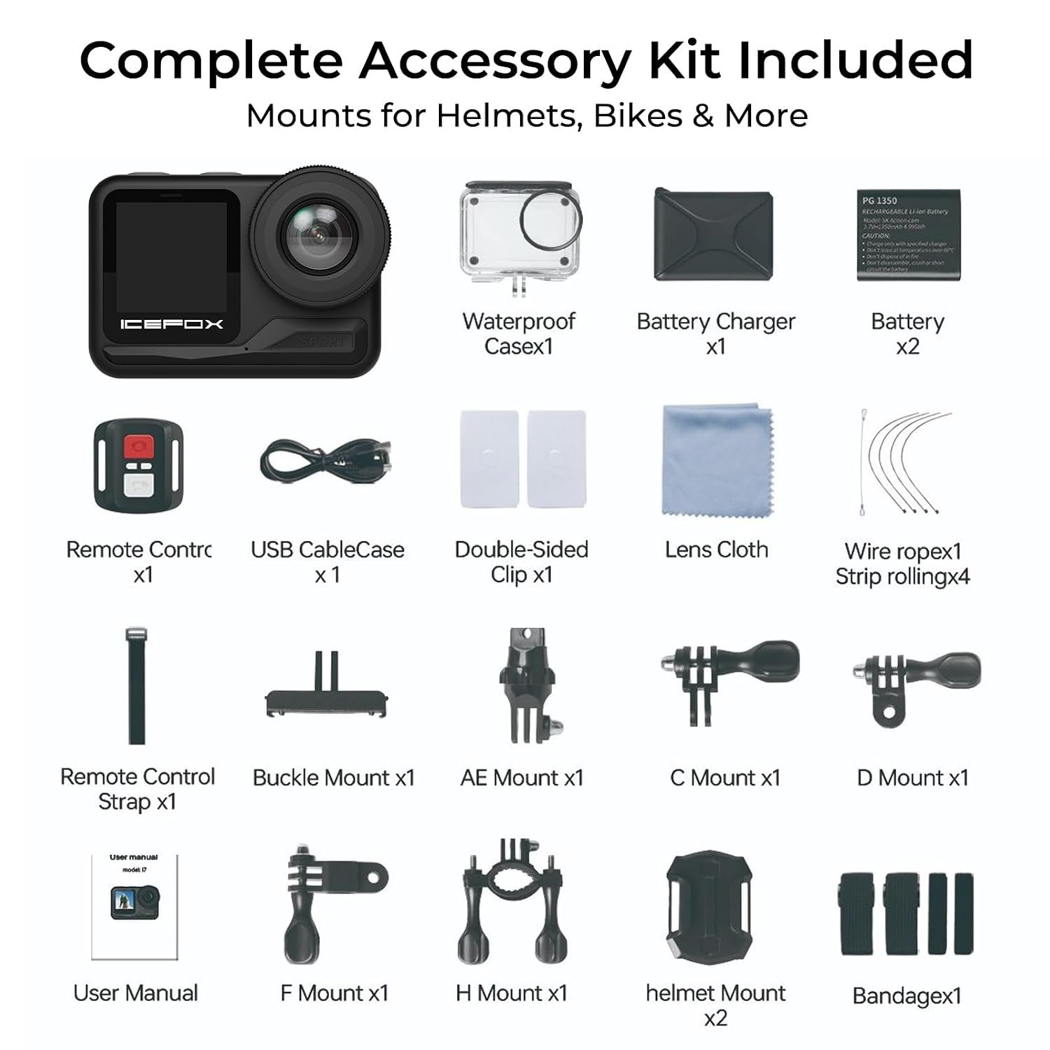 icefox Action Camera 4K 60FPS 20MP with 2X 2150mAh Batteries, Underwater Camera with 5X Zoom, EIS, Powered by Snappro App,Support Video&Photo Editing,Waterproof, WiFi Remote Control - Image 6