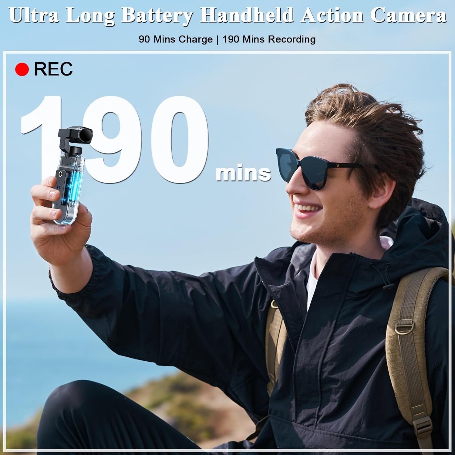 Body Camera with Audio & Video Recording Handheld Vlogging Camera | 1080P FHD | 270° Rotationg Lens | Night Vision | Connects to Phone | 1.54in Screen | Magnetic Clip | Camera for Vlogging - Image 6