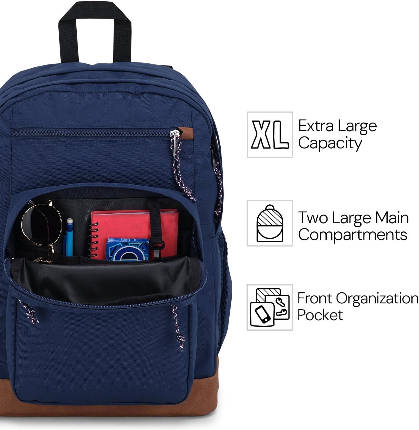 JanSport Cool Backpack, with 15-inch Laptop Sleeve - Large Computer Bag Rucksack with 2 Compartments, Ergonomic Straps, Black | Ergonomic Straps, Waterbottle Pocket, Campus Weekender Travel Rucksack - Image 4