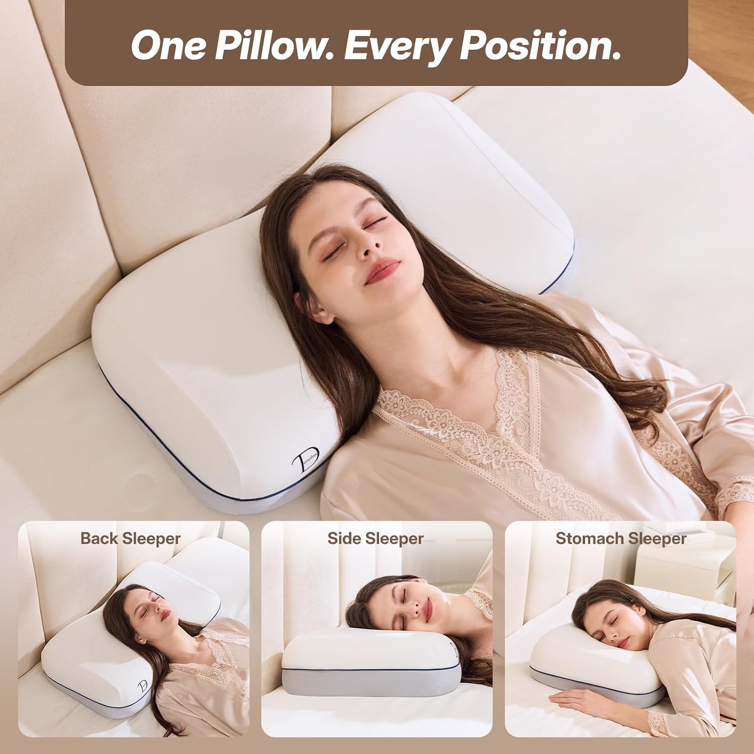 Cervical Neck Pillow, Adjustable Memory Foam for Neck Support, White | Adjustable Firmness. 3-Level Height, Ergonomic Support, CertiPUR-US Foam, Breathable Cover, All Sleep Positions - Image 6