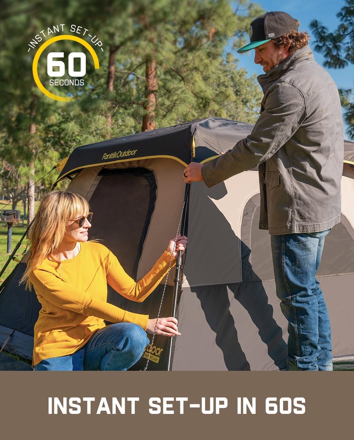 FanttikOutdoor 4/6/8/10 Person Instant Tent for Camping Setup in 60s | Camping Tent with Rainfly & Windproof, Portable Instant Cabin Tent with Carry Bag for Family Camping & Hiking - Image 3