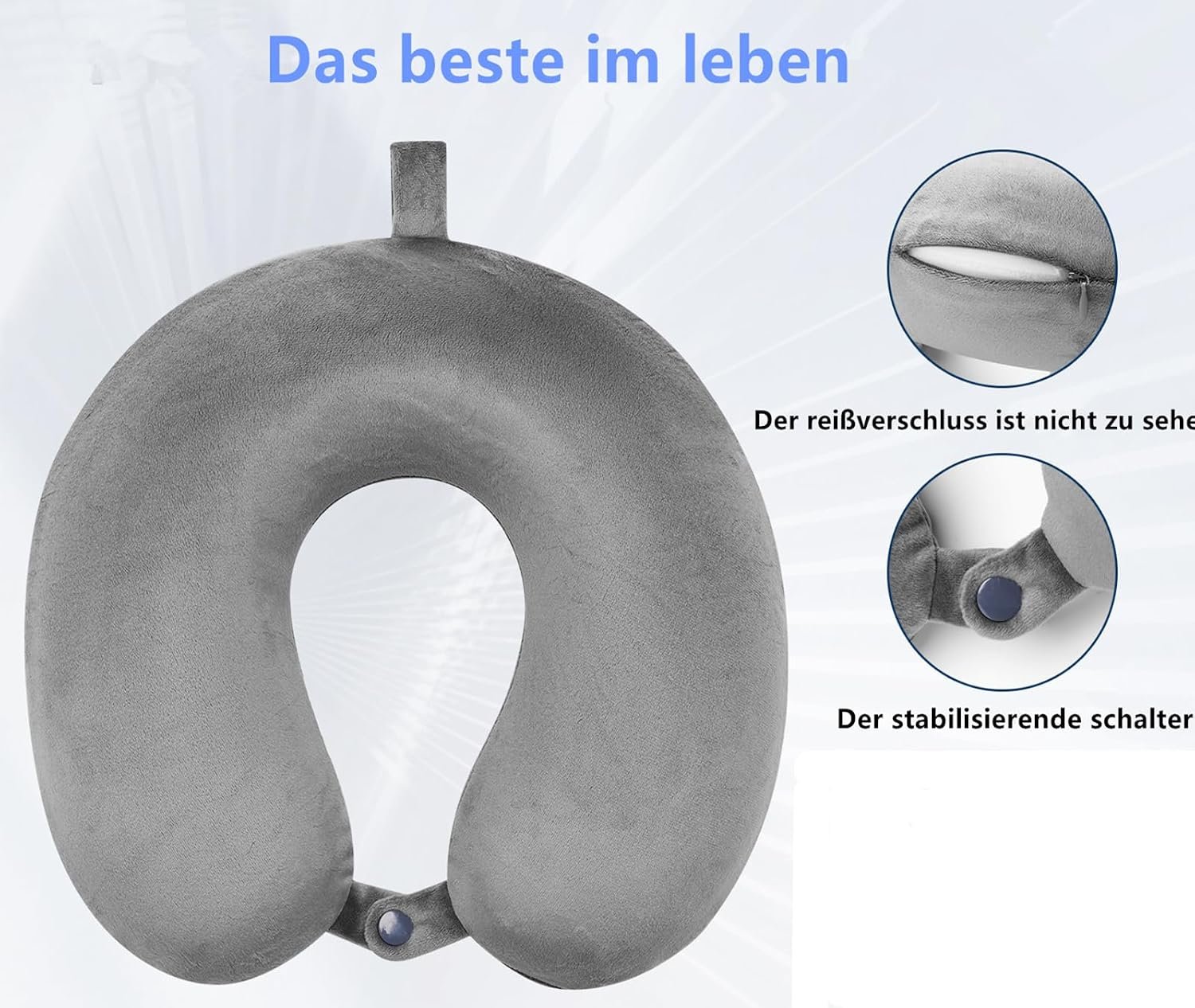GDEOUP Travel Pillow 100% Pure Comfortable U Shape Memory Foam Pillows Neck and Head Support Portable Travel Neck Pillow Suitable for Planes Airplane for Traveling,Train,Self-Drivingng Car,(Grey) - Image 5