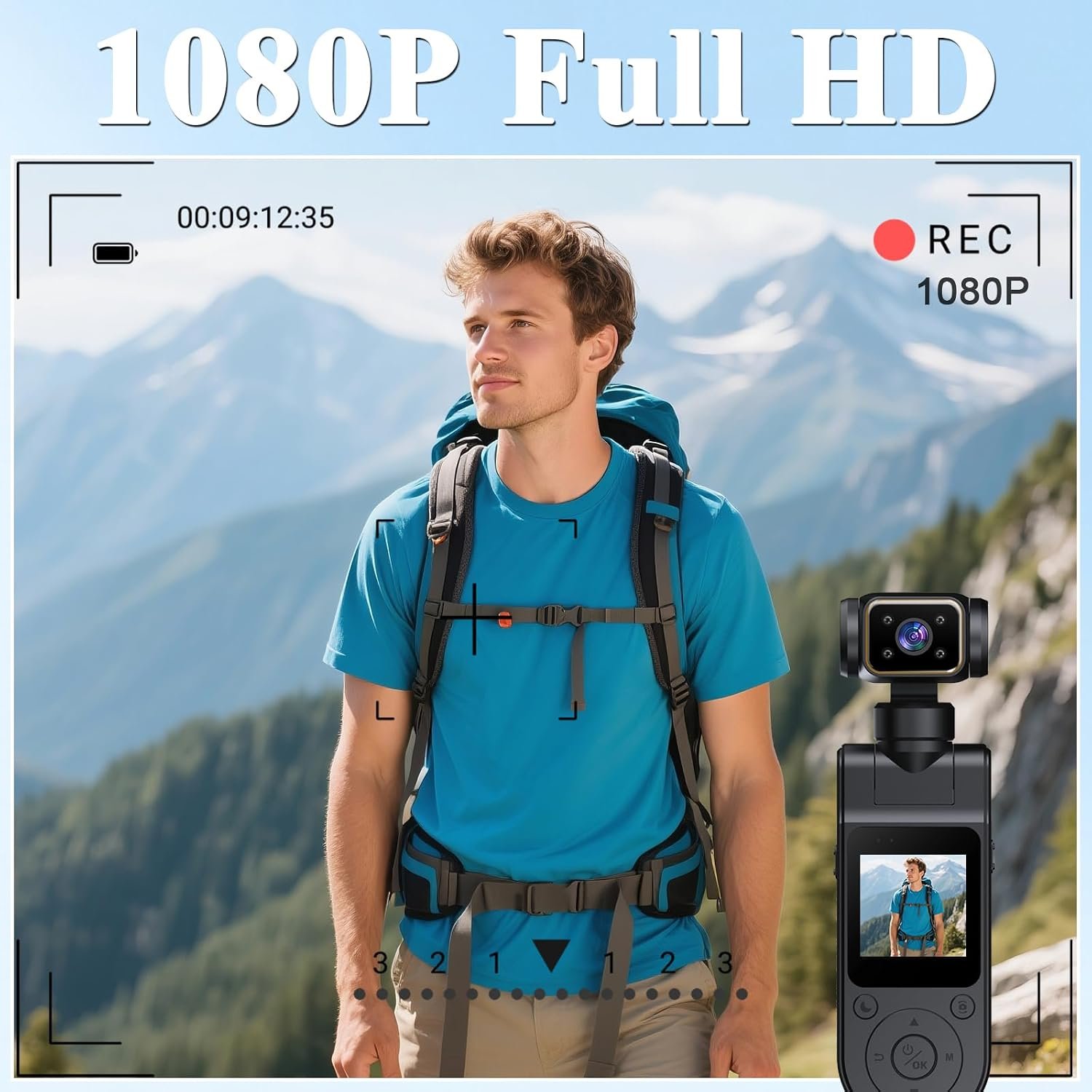 Body Camera with Audio & Video Recording Handheld Vlogging Camera | 1080P FHD | 270° Rotationg Lens | Night Vision | Connects to Phone | 1.54in Screen | Magnetic Clip | Camera for Vlogging - Image 2