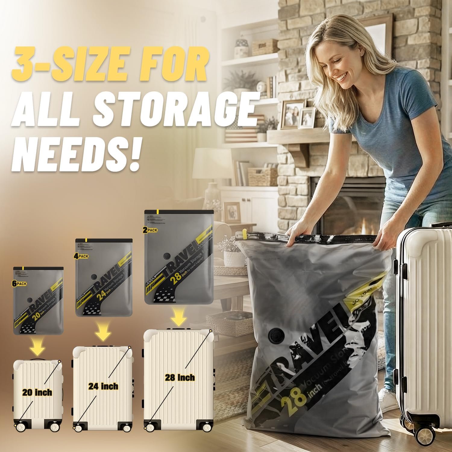 Cordless Vacuum Bags for travel - 18 Pack Rechargeable Wireless Vacuum Seal Bags for Clothing Travel, Space Saver vacuum storage bags with pump for Clothes, Blankets & Luggage Organization - Image 6