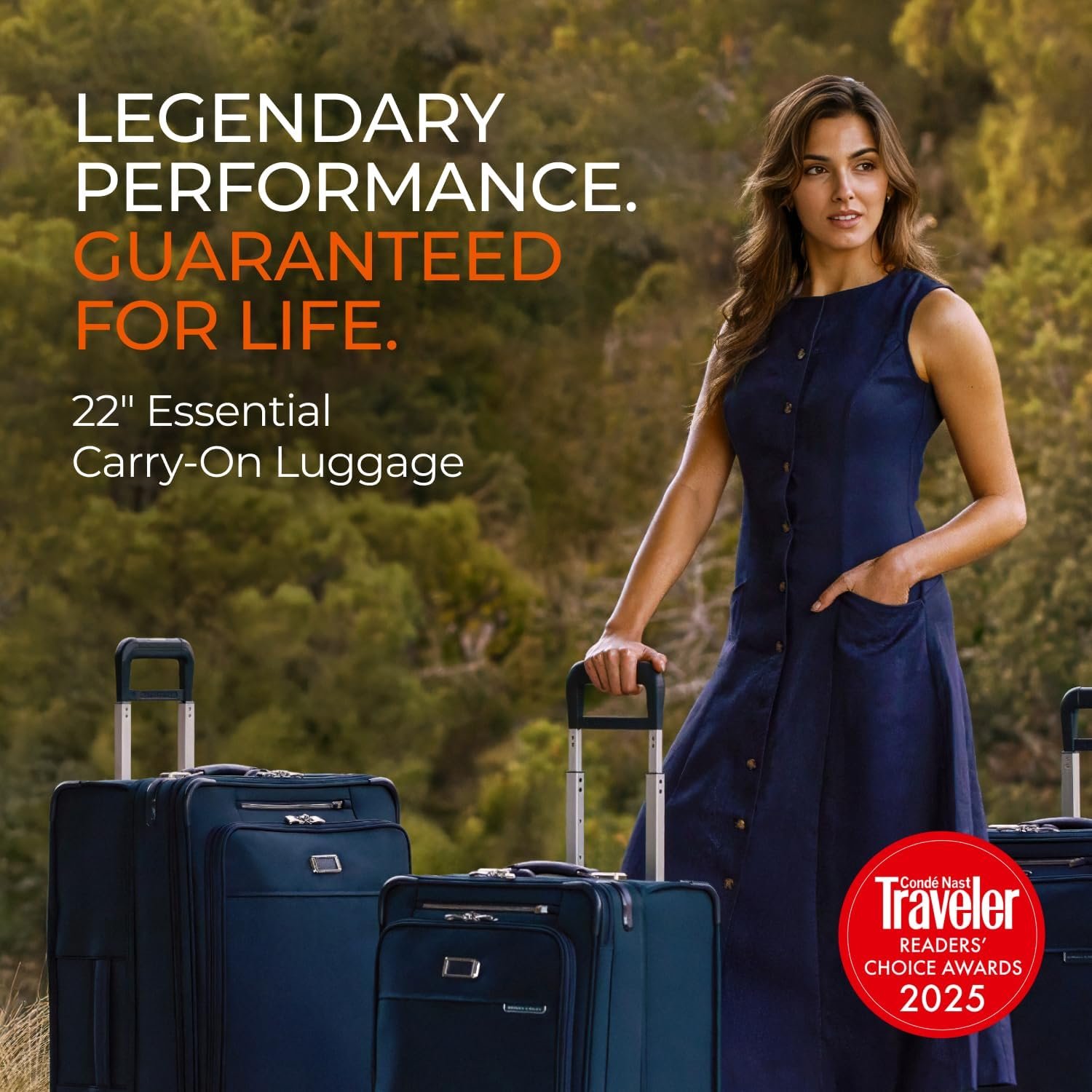 Briggs & Riley Essential 22" Carry On Expandable Spinner - Luggage for Travel, Suitcases with Wheels, Softside Rolling Bag for Men & Women, Self-Repairing Zipper - Baseline Collection, Black - Image 2