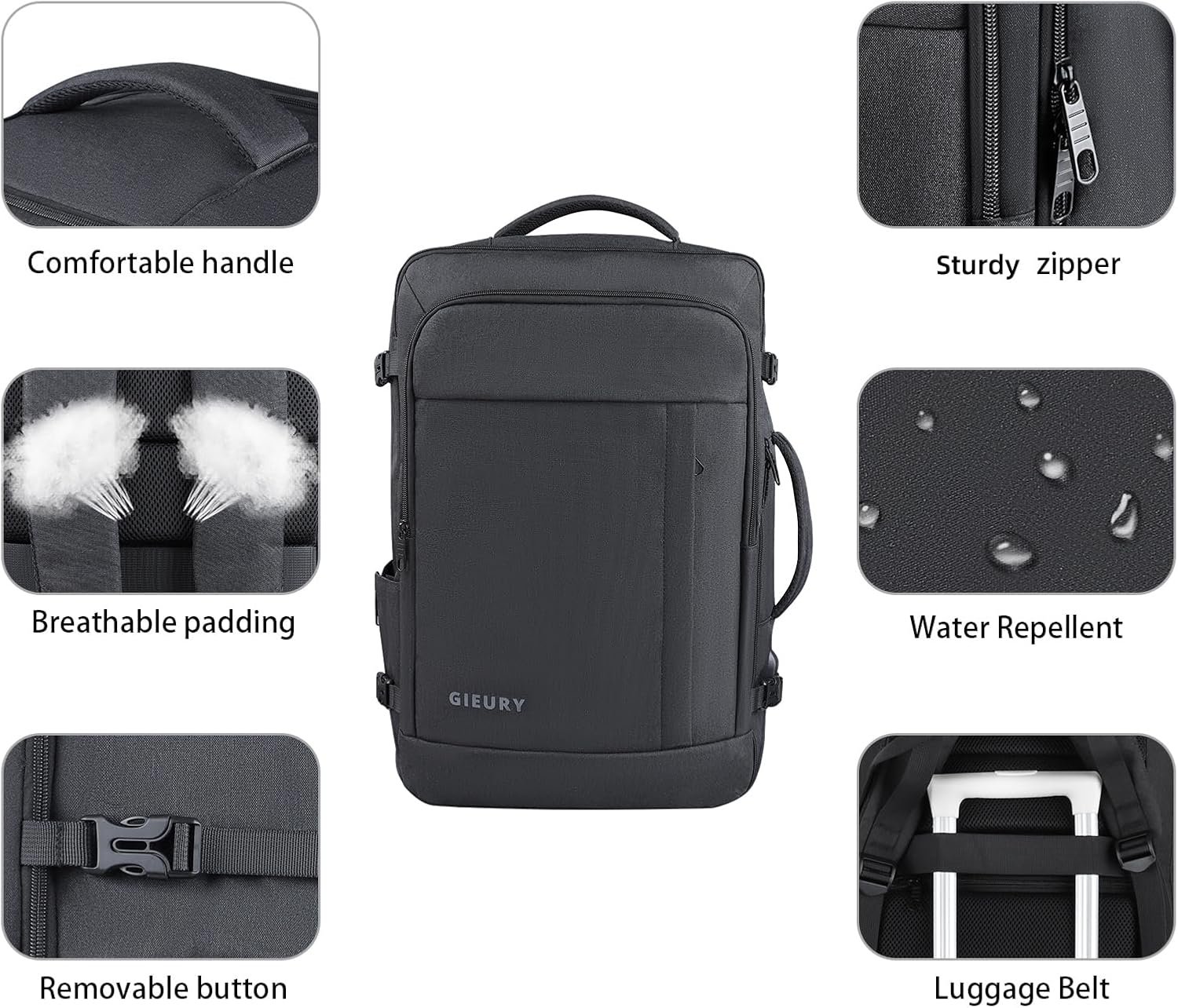 Carry On Backpack, Expandable Extra Large Travel Backpack for Men Women | 40L-50L Expandable, TSA Flight Approved, Shoe Compartment, Anti-Theft, Lightweight Weekender Backpack, Travel Gifts, Black - Image 5