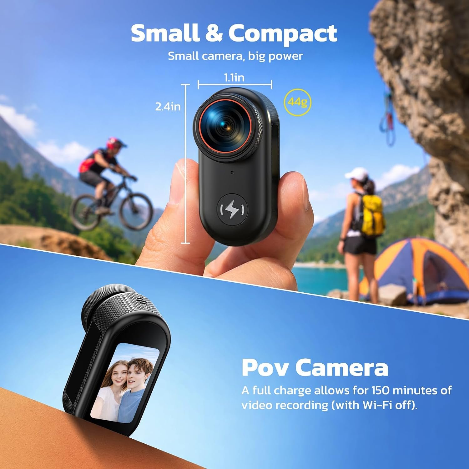 4K Mini Body Camera with 64GB Card, Thumb Action Camera Magnetic Mount 1.47" Screen, Wearable POV Camera for TikTok YouTube Vlogging Motorcycle Security - Image 6