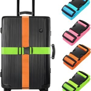 Luggage Straps for Suitcases,79" Long Adjustable Luggage Belts | Keep Suitcase Secure While Traveling, Approved Add a Bag Premium Accessory for Travel Bag Closure(Blue+Orange+Pink+Green)