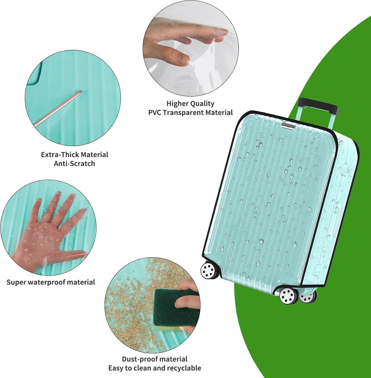 24 Inch Clear PVC Waterproof Luggage Cover with Large Velcro | Thick Transparent Pvc, Waterproof Dustproof, Fits Rolling Luggage. Wide Velcro, Blocks Scratches, Stains And Dirt - Image 7