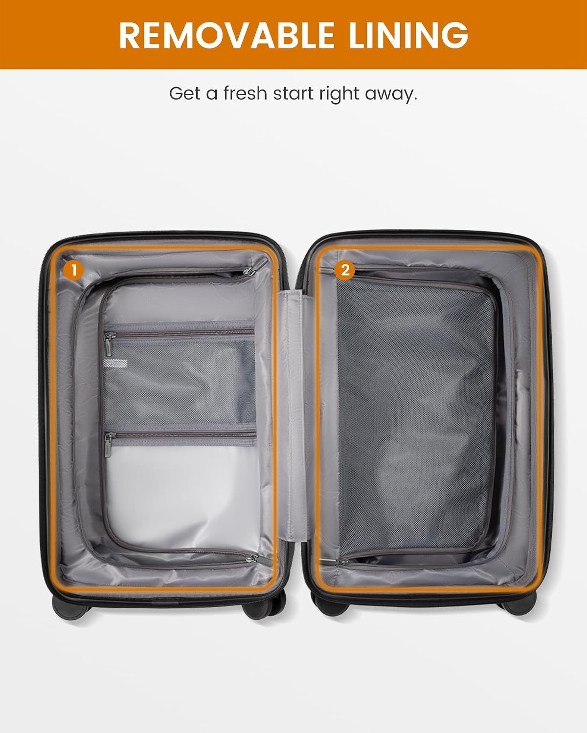 LOVEVOOK Hard Shell Carry On Luggage 22x14x9 Airline Approved with Removable Lining,22 Inch Carry On Suitcase with Spinner Wheel TSA Lock,Lightweight Checked Luggage for Men Women Travel Business Trip - Image 3