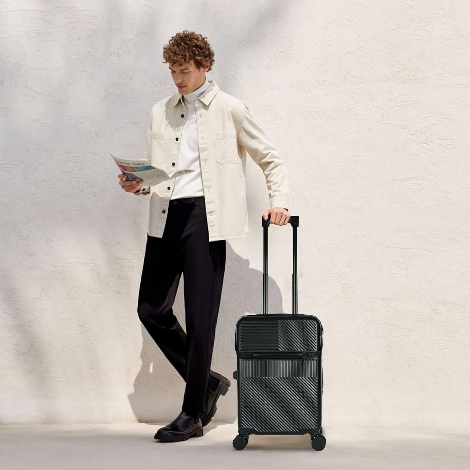 Carry on Luggage Airline Approved, Carry-on Luggage for The Business Trip with Front Pocket, 20 inch Hardshell PC Carry on Suitcases with Wheels, Combination Lock, Cup Holder and USB Port - Image 9