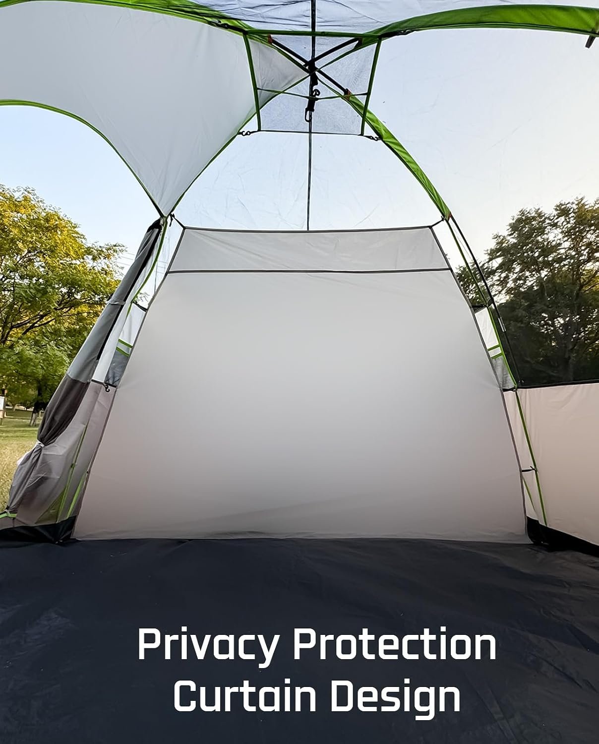 LOYEAHCAMP 8 Person Larger Extended Dome Camping Tent with 3 Rooms | Waterproof Semi-Freestanding Family Outdoor Tent with Spacious Interior and Mesh Windows - Image 7