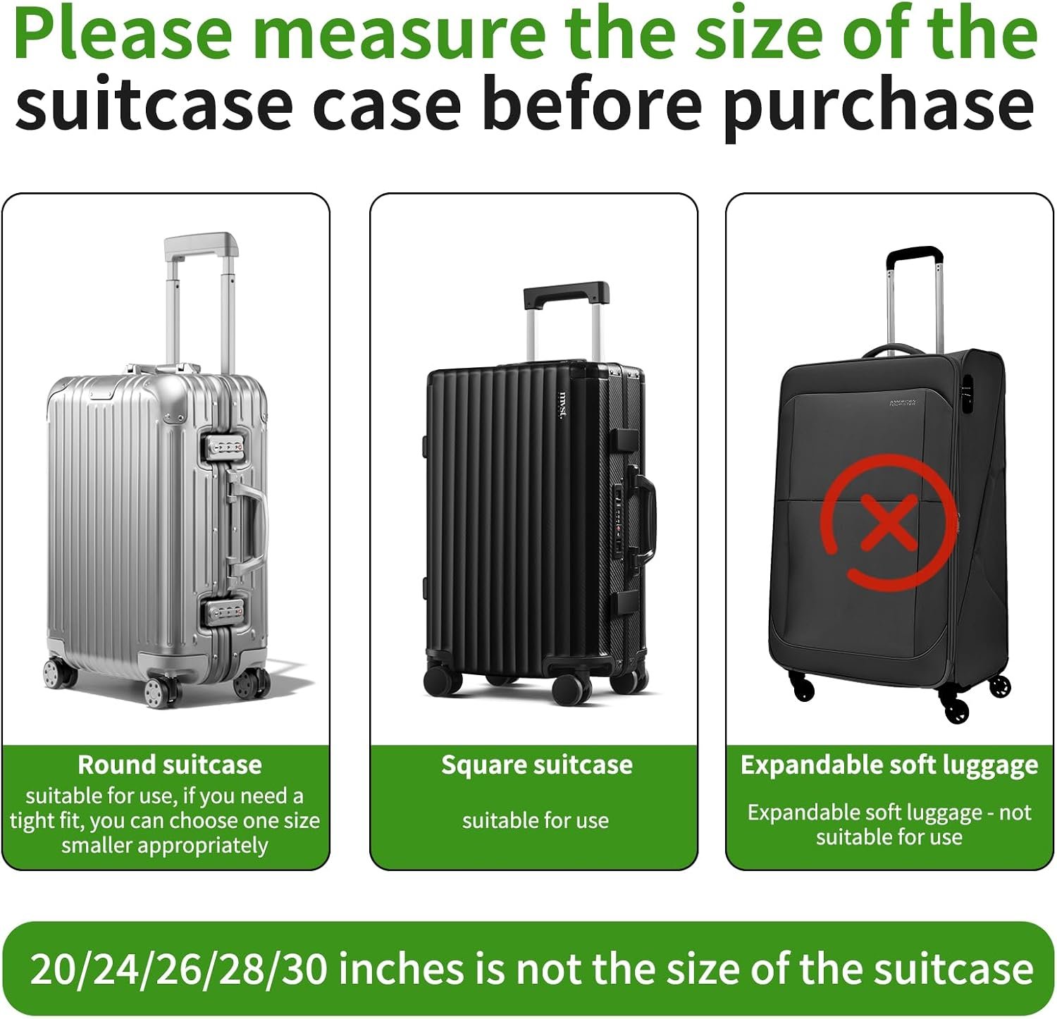 24 Inch Clear PVC Waterproof Luggage Cover with Large Velcro | Thick Transparent Pvc, Waterproof Dustproof, Fits Rolling Luggage. Wide Velcro, Blocks Scratches, Stains And Dirt - Image 4