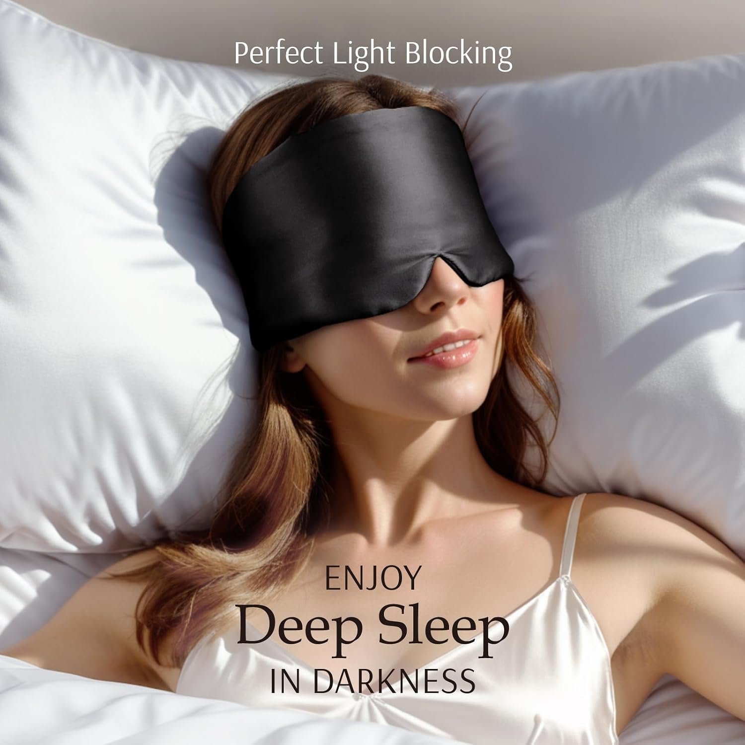 Zenssia 100% Mulberry Silk Sleep Mask Eye Mask for Men and Women, Black | Larger Size, Sleeping Mask, Adjustable Headband, Ear Protection, Soft Breathable, For travel, naps, improved sleep quality. - Image 3