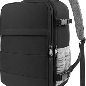 HOTOR Travel Backpack Flight Approved Bag Men Women, Medium Black | TSA Carry on Luggage, 15.6inch Laptop, Casual Daypack Travel Essentials Nurse Bag for Work, Business, Weekender, College