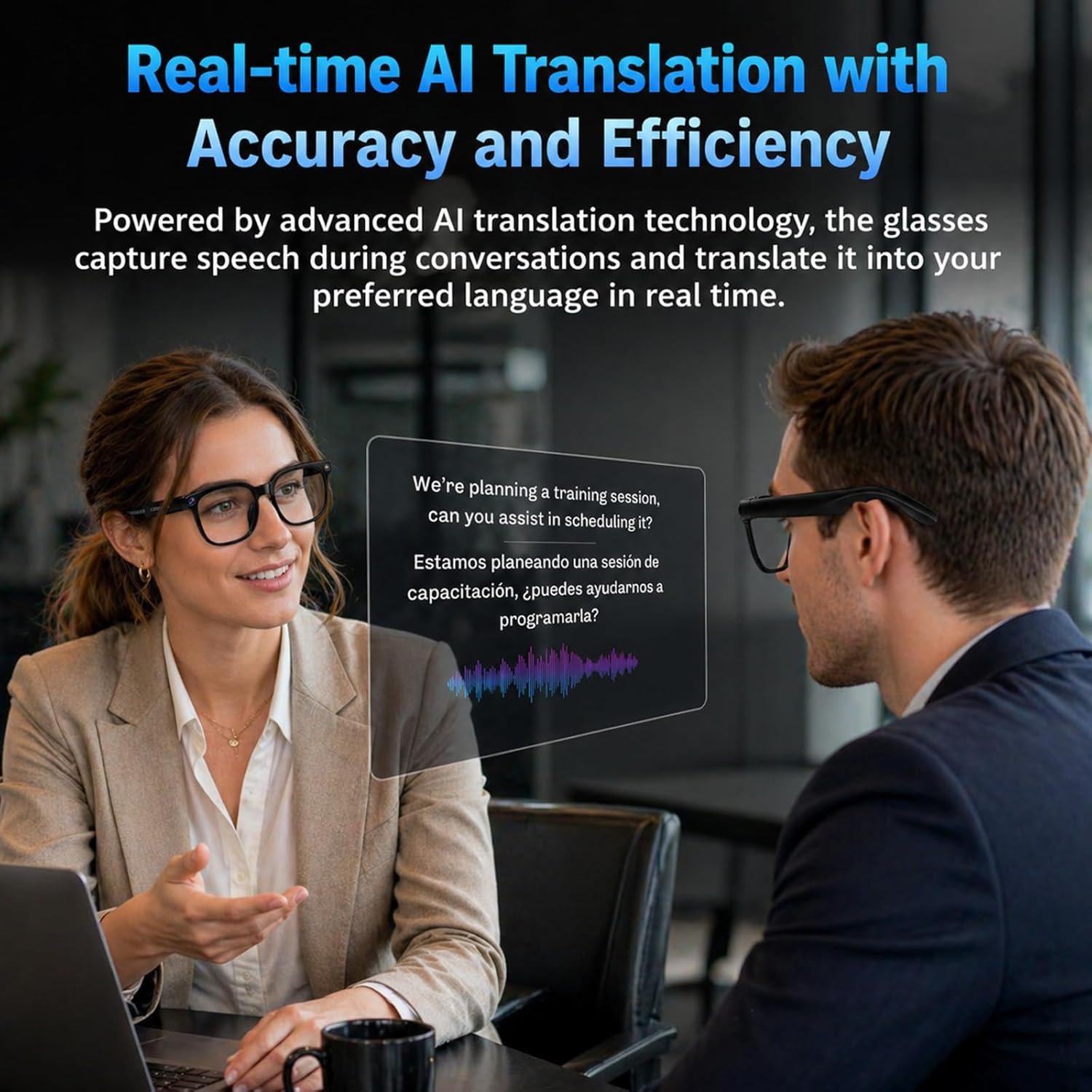 AI Smart Glasses with Camera, 4K HD Video & Photo Capture, Real-Time Translation, Recording Glasses with AI Assistant, Open-Ear Audio, Object Recognition, Bluetooth, for Travel (Transparent Lens) - Image 4