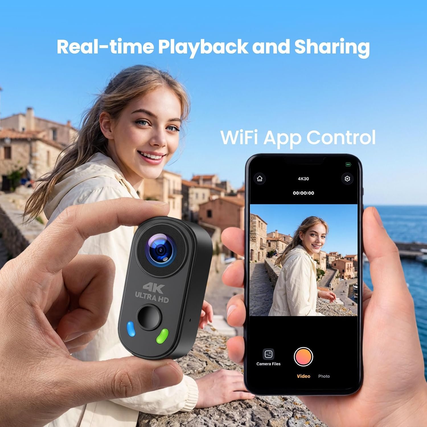 4K Mini Body Camera, Wearable Action Cam with Magnetic Mount, Charging Case, WiFi App Control POV Cam EIS Stabilization, 64GB SD Card, Hands-Free Recording for Vlogging Travel Cycling Motorcycle - Image 3