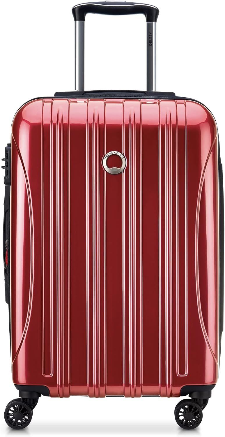 DELSEY PARIS Helium Aero Hardside Expandable Luggage with Spinner Wheels, Brick Red, Carry-On Plus 21 Inch