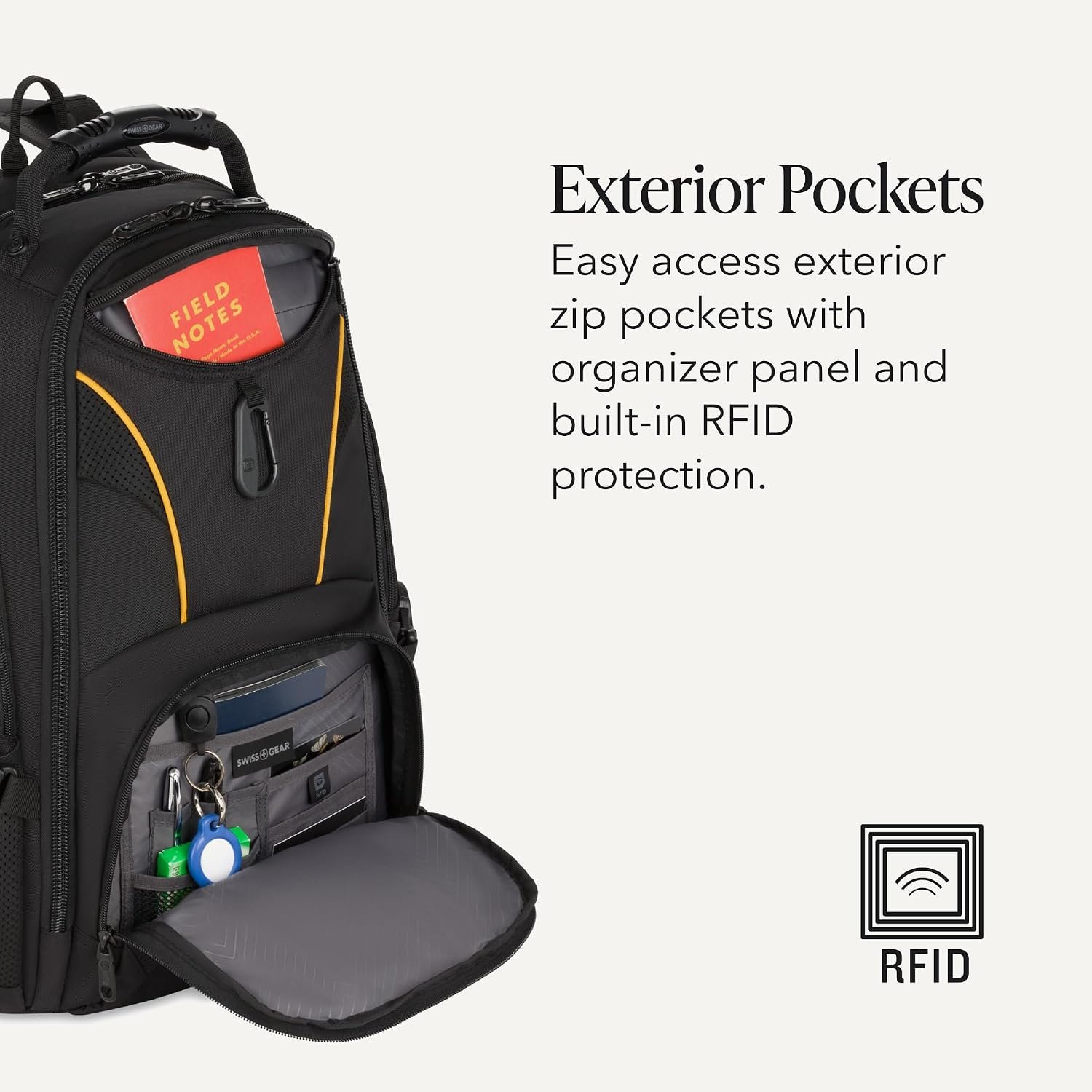 SWISSGEAR 1900 ScanSmart Laptop Backpack, Fits Most 17-Inch Laptops, TSA-Friendly Lay-Flat Design, RFID Protection, and Tablet Pocket, Black, 31L, 18.5-Inch - Image 4