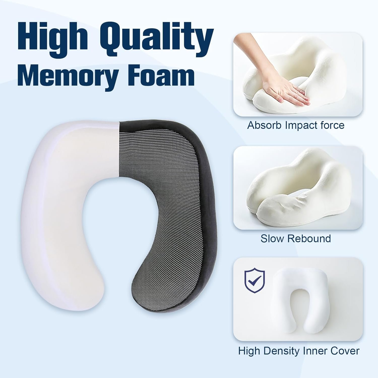 Cirorld Neck Pillow for Traveling, Travel Pillows for Airplanes Black | 100% Memory Foam Travel Neck Pillow, Adjustable Flight Pillow, Portable Plane Accessories with Eye Mask, Earplugs, Carry Bag - Image 5
