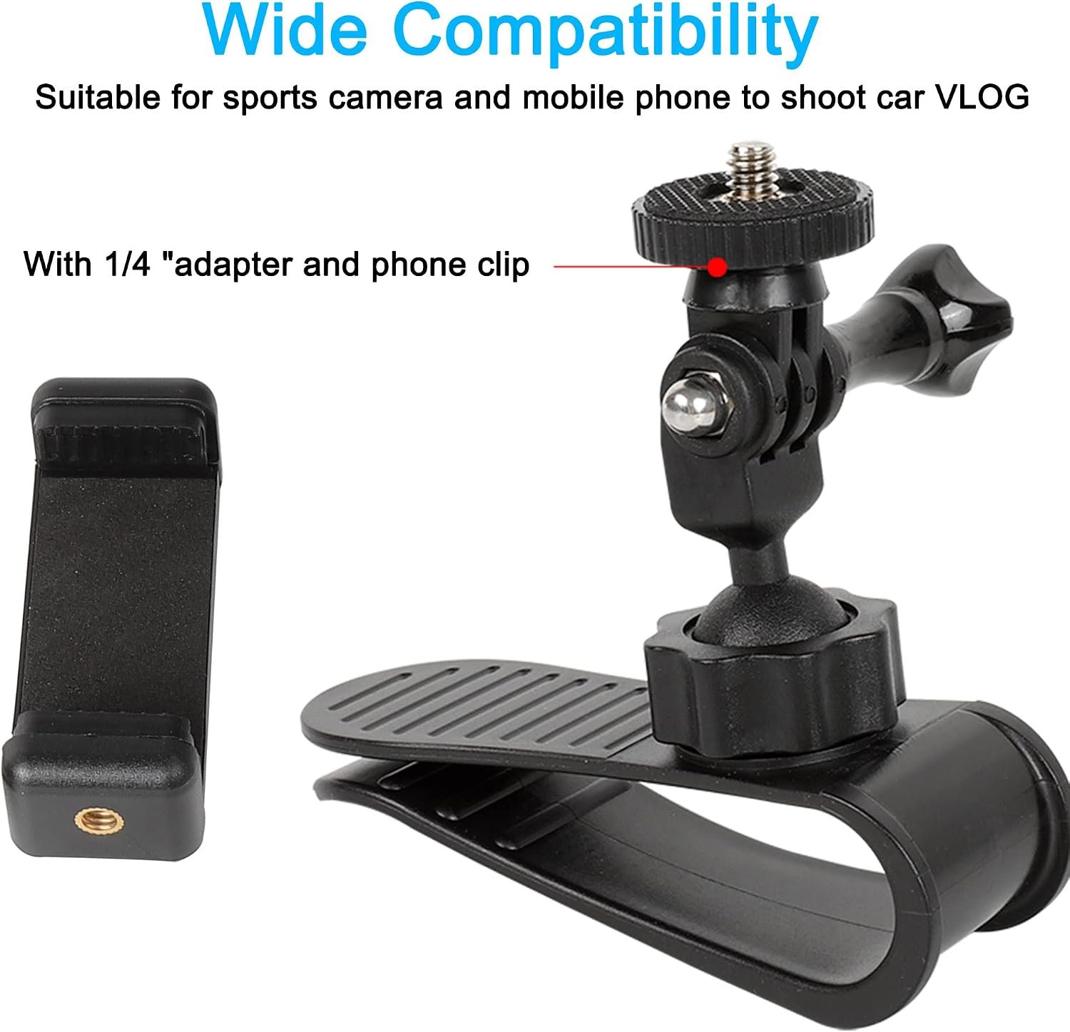 PellKing Car Sun Visor Mount for Insta360 X5 X4 X3 X2 Ace Pro 2 Go 3s Ultra | VLOG/Video Holder for iPhone Samsung Cell Phone GoPro 13 12 10 9 8 7 6 AKASO DJI Osmo Action 6 5 Pro 4 3 2 Camera Accessories - Image 5