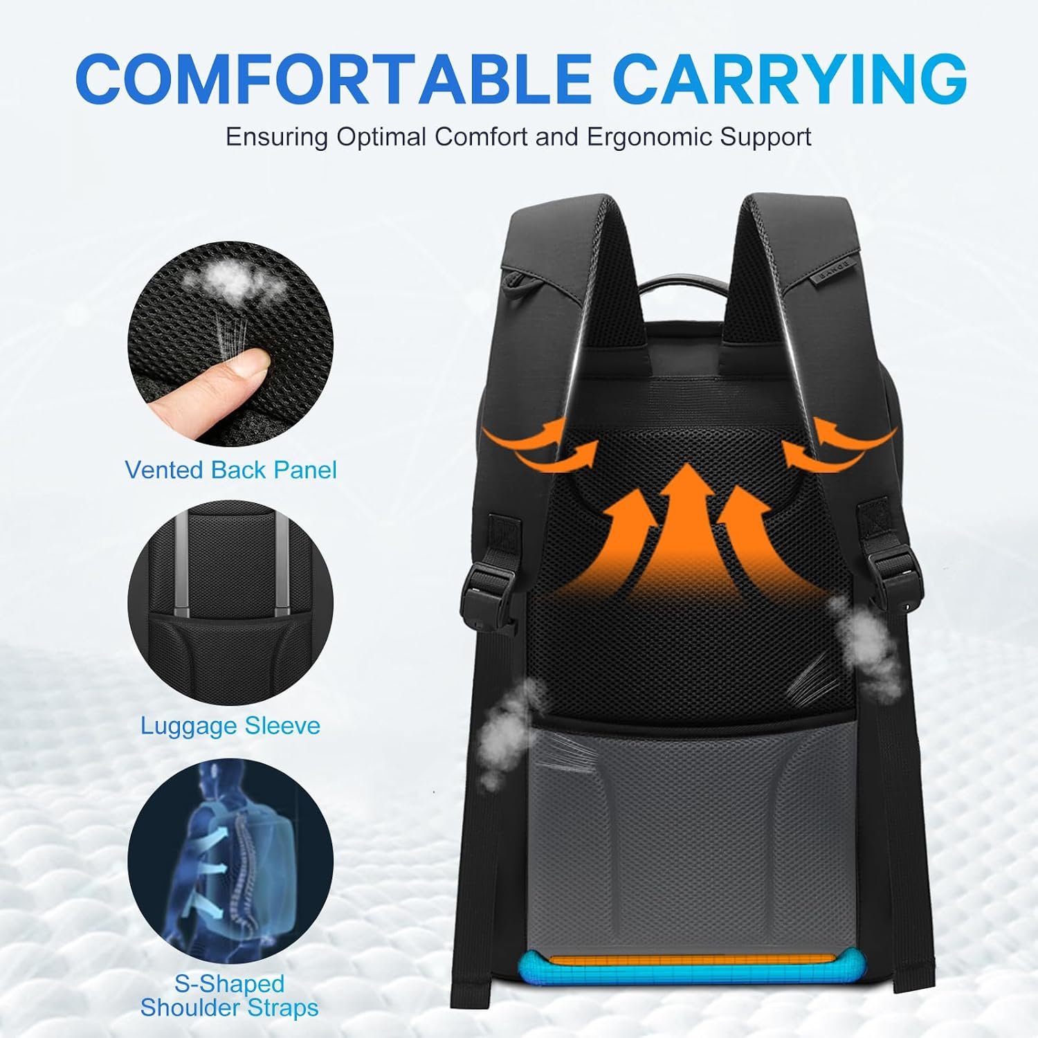 BANGE 15.6 Inch Laptop Backpack for Men and Women, Business Travel Backpack, Waterproof Lightweight Computer Bag for Office, Commuter & Outdoor Sports - Image 4