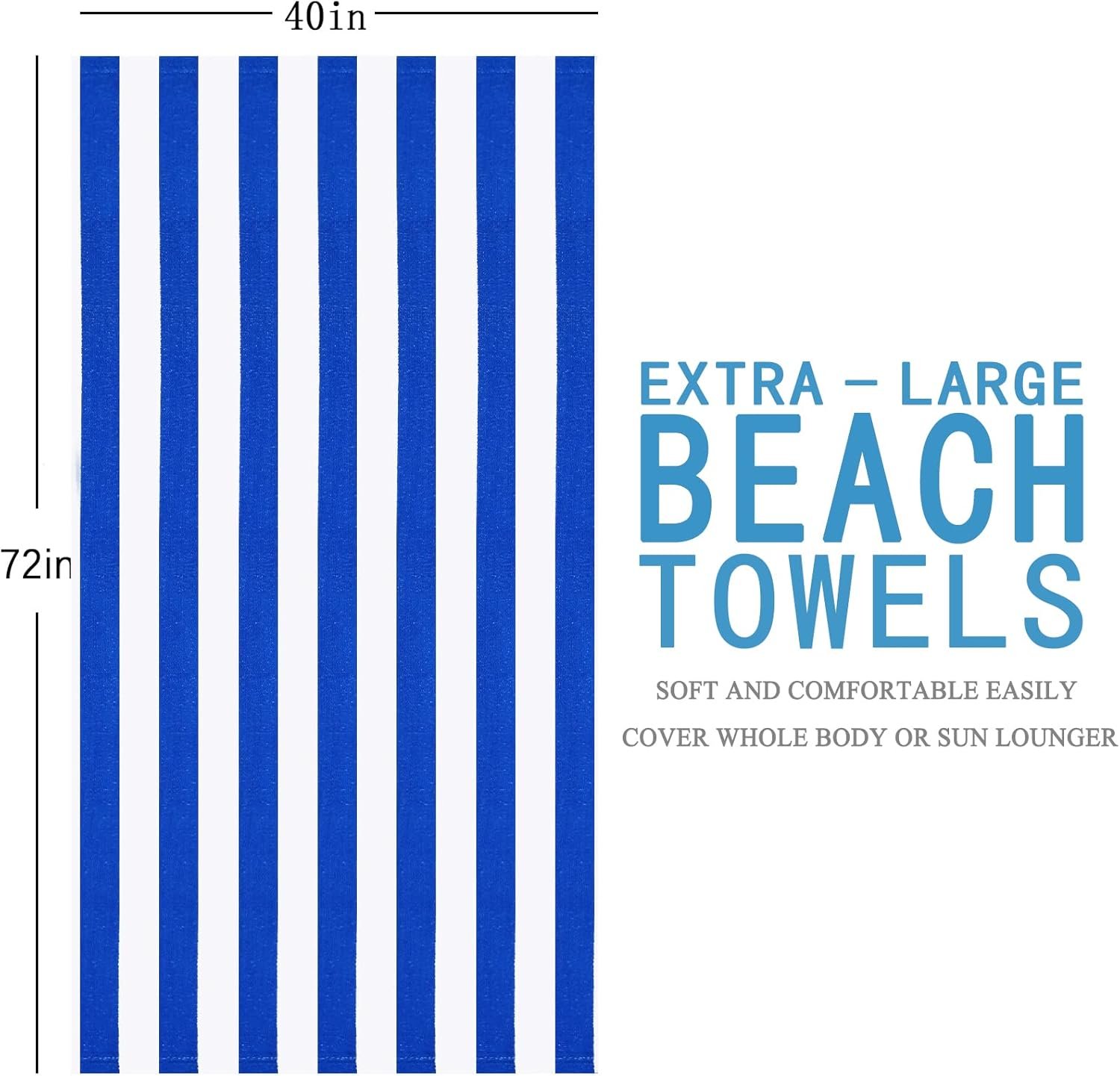 Genovega 6 Packs Oversized 72x40 Inch Stripe Beach Towel Thin Terry Set XL Big Extra Large Accessories Essentials Soft Clearance Super Pool Travel Bath Swim Camping Towels Bulk Men Women Adults Gift - Image 6
