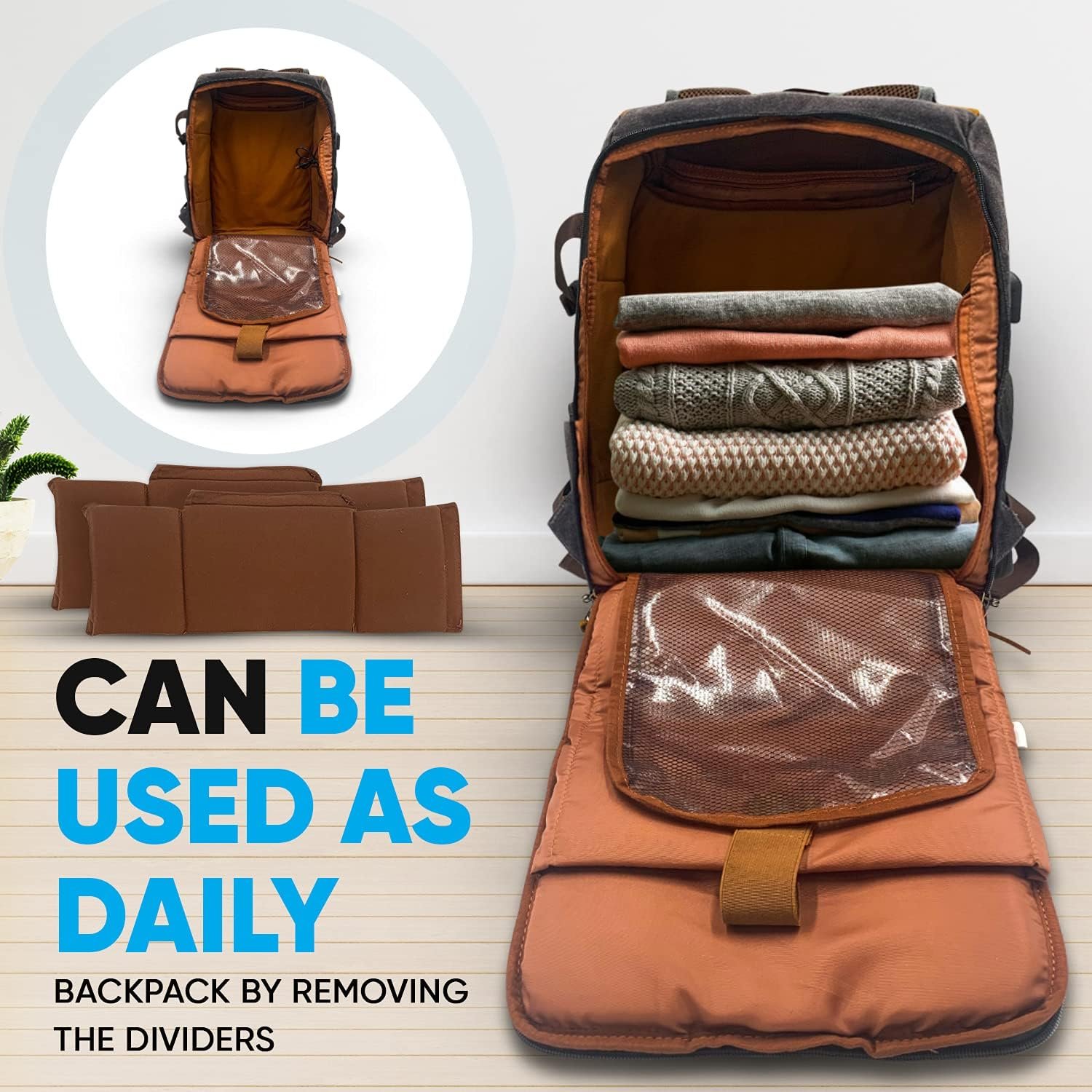 JAEP Camera Backpack - Weather Resistant 16 Ounces Waxed Memory Canvas – DSLR SLR Backpacks with 15.6” laptop sleeve compartment and Tripod Holder for Photographers -Vintage leather Style (Khaki) - Image 5