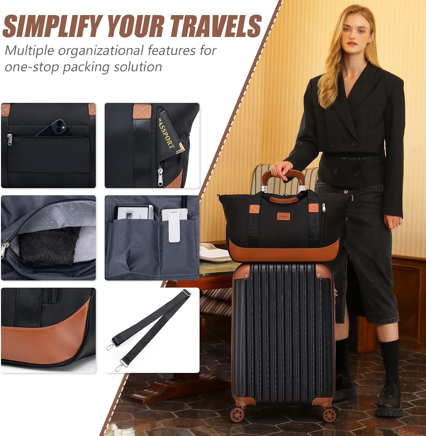 Cosbarn Luggage Sets 5 Piece Suitcases with Wheels, Suitcase Set ABS Hard Case Luggage with TSA Lock Spinner Wheels Durable Travel Luggage - Image 5