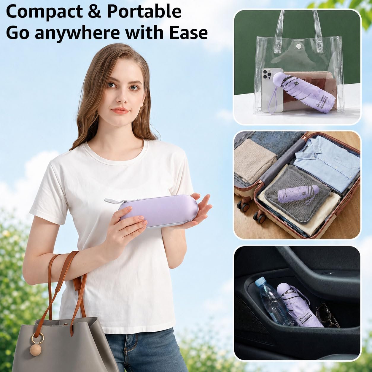 BAODINI Mini Travel Umbrella with UV Sun Protection, Compact Pocket-Size | 8.6 oz Lightweight, Small Portable for Sun & Rain, Fit Purse & Backpack, Travel essentials for Disney & European Trip - Image 5