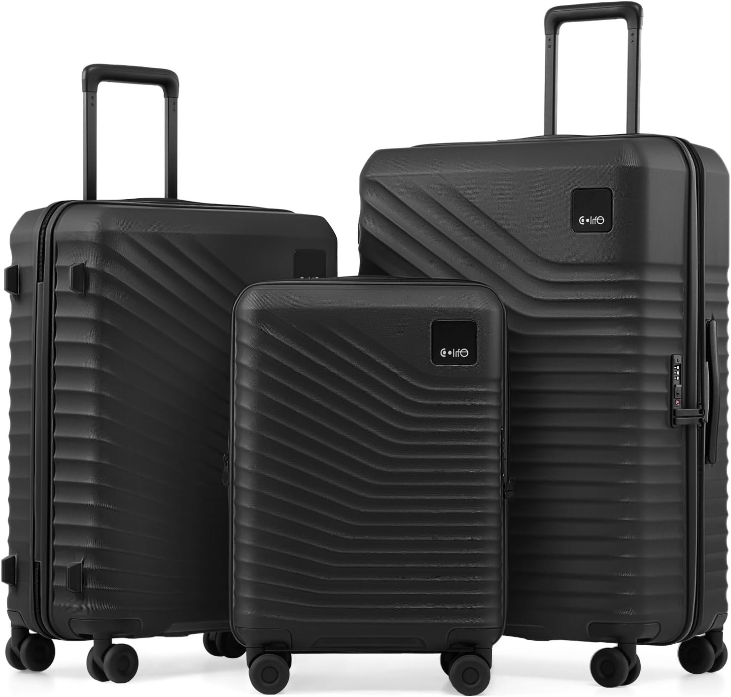 Coolife Luggage 3 Piece Set, Lightweight PC Hardside Suitcases, 20/24/28 | Expandable 20-Inch Carry-On, Dual Spinner Wheels, TSA-Approved Lock, Upgraded PC Hardshell, Durable Travel Suitcases