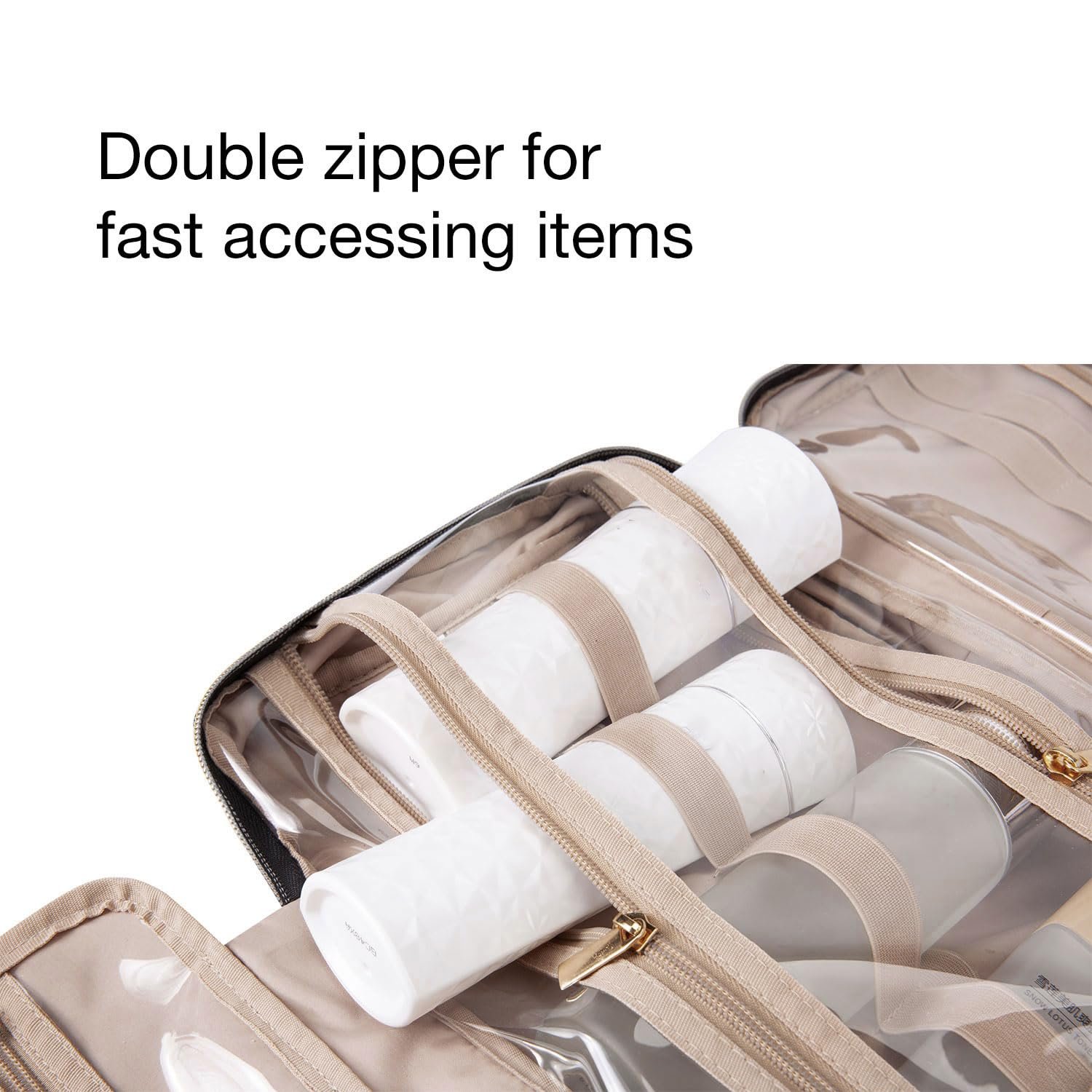 BAGSMART Large Toiletry Bag Travel Bag with Hanging Hook, Water-resistant Makeup Cosmetic Bag Travel Organizer for Accessories, Shampoo, Full Sized Container, Toiletries - Image 4