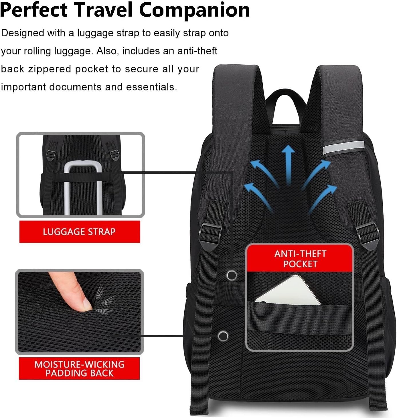 MAXTOP Deep Storage Laptop Backpack Business Anti-theft Backpacks[Water Resistant] College Computer Bookbag Fits 15 Inch Laptop Black - Image 6