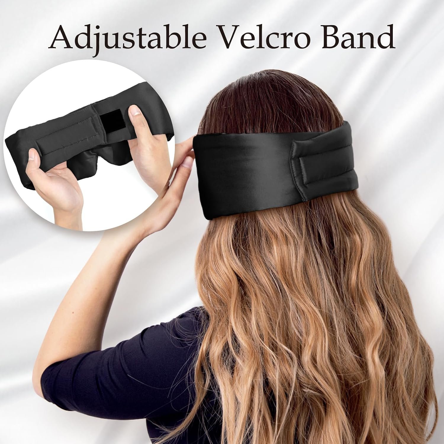Zenssia 100% Mulberry Silk Sleep Mask Eye Mask for Men and Women, Black | Larger Size, Sleeping Mask, Adjustable Headband, Ear Protection, Soft Breathable, For travel, naps, improved sleep quality. - Image 4