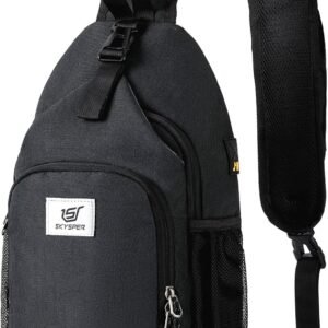 SKYSPER Sling Bag RFID Crossbody Sling Backpack Cross Body Shoulder Bag Travel Hiking Daypack for Women Men(Black)