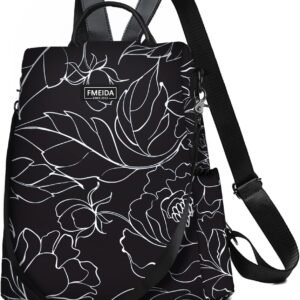Women's Anti-Theft Backpack Purse | Lightweight Travel Daypack for College, Work & Outdoor | Nylon Back pack with Minimalist Floral Design | Hidden Back Zipper Opening, Compact Travel Size,Summer Purse, Daypack for College Work, Fits 13-inch laptop