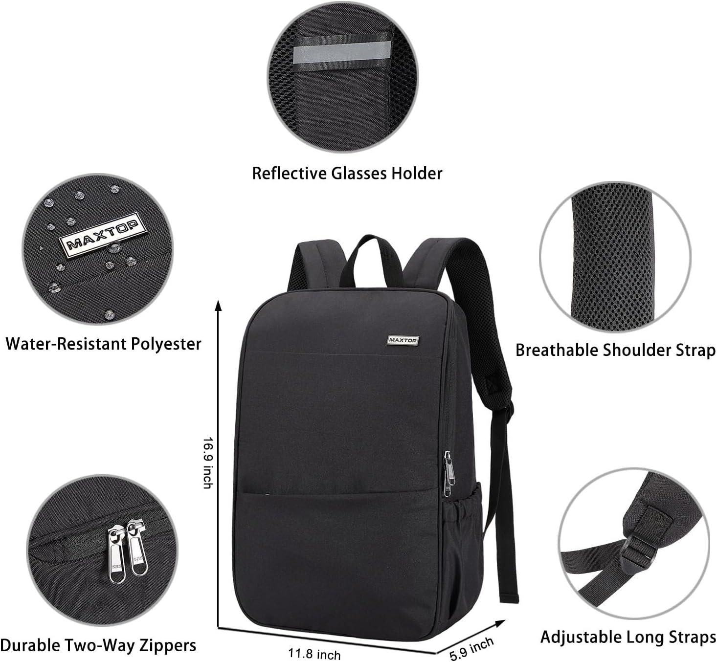 MAXTOP Deep Storage Laptop Backpack Business Anti-theft Backpacks[Water Resistant] College Computer Bookbag Fits 15 Inch Laptop Black - Image 3