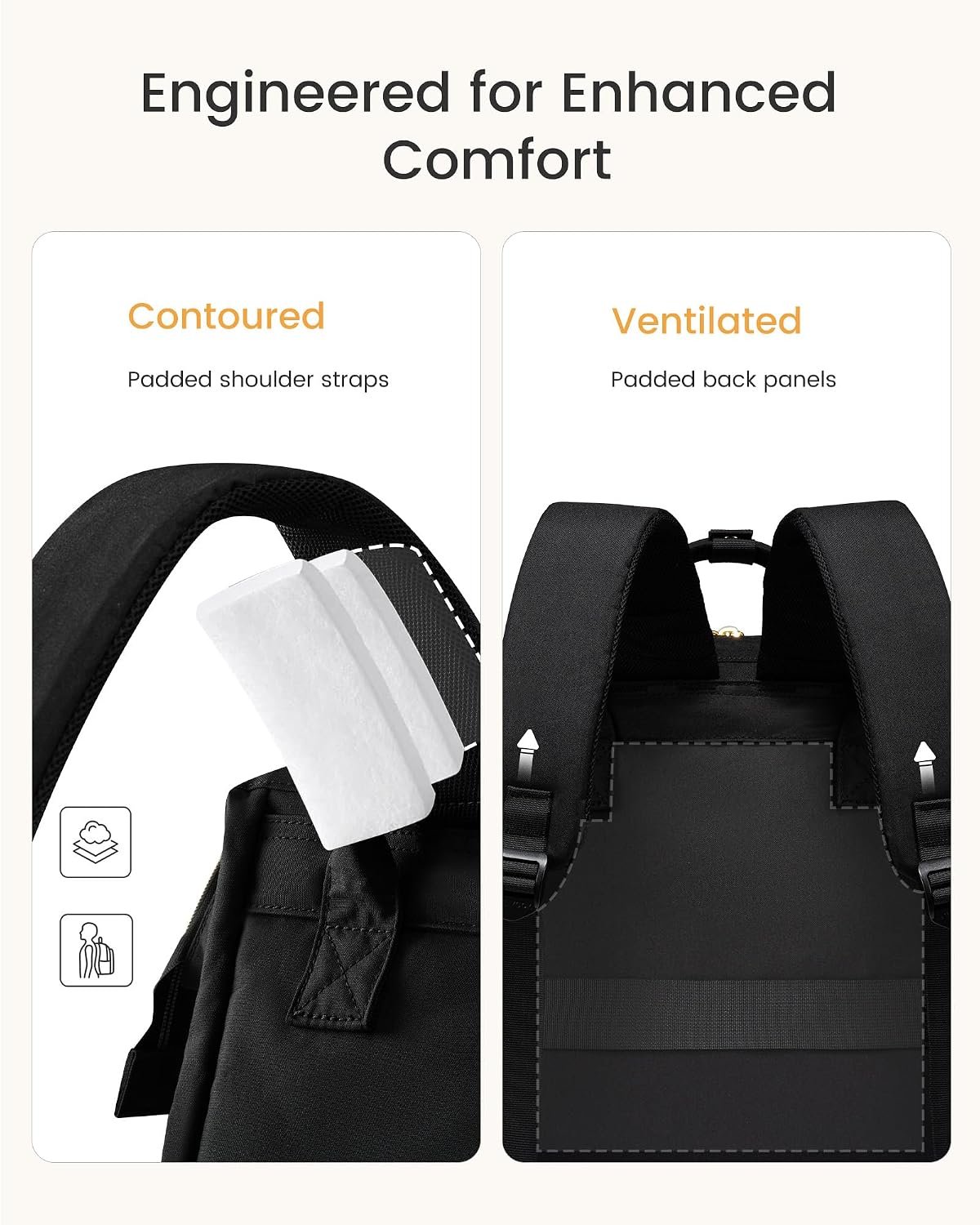 LOVEVOOK Laptop Backpack for Women with Giant Tumbler Holder Pocket,15.6 inch Waterproof Travel Backpack Purse Computer Laptop Bag,Professional Work College Nurse Teacher Backpack Casual Daypack,Black - Image 6