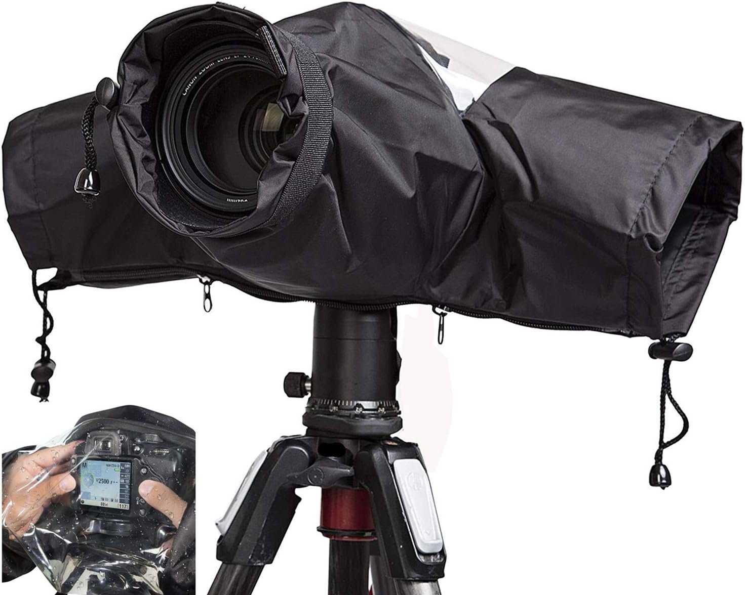 Waterproof Camera Rain Cover Soft Black Camera Rain Lens Covers | Professional Camera Sleeve Weather Protector Lens Jacket Covers for All DSLR SLR Cameras