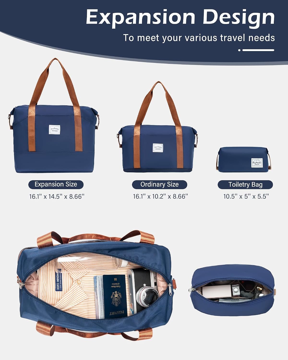 LONG VACATION Luggage Set 6 Piece Luggage ABS hardshell TSA Lock Spinner Wheels Luggage Carry on Suitcase (NAVY, 6 piece set) | Family & Extended Travel Use, ABS+PC Lightweight Luggage with YKK Zipper, TSA Lock, Space-Saving Nested, Navy - Image 8