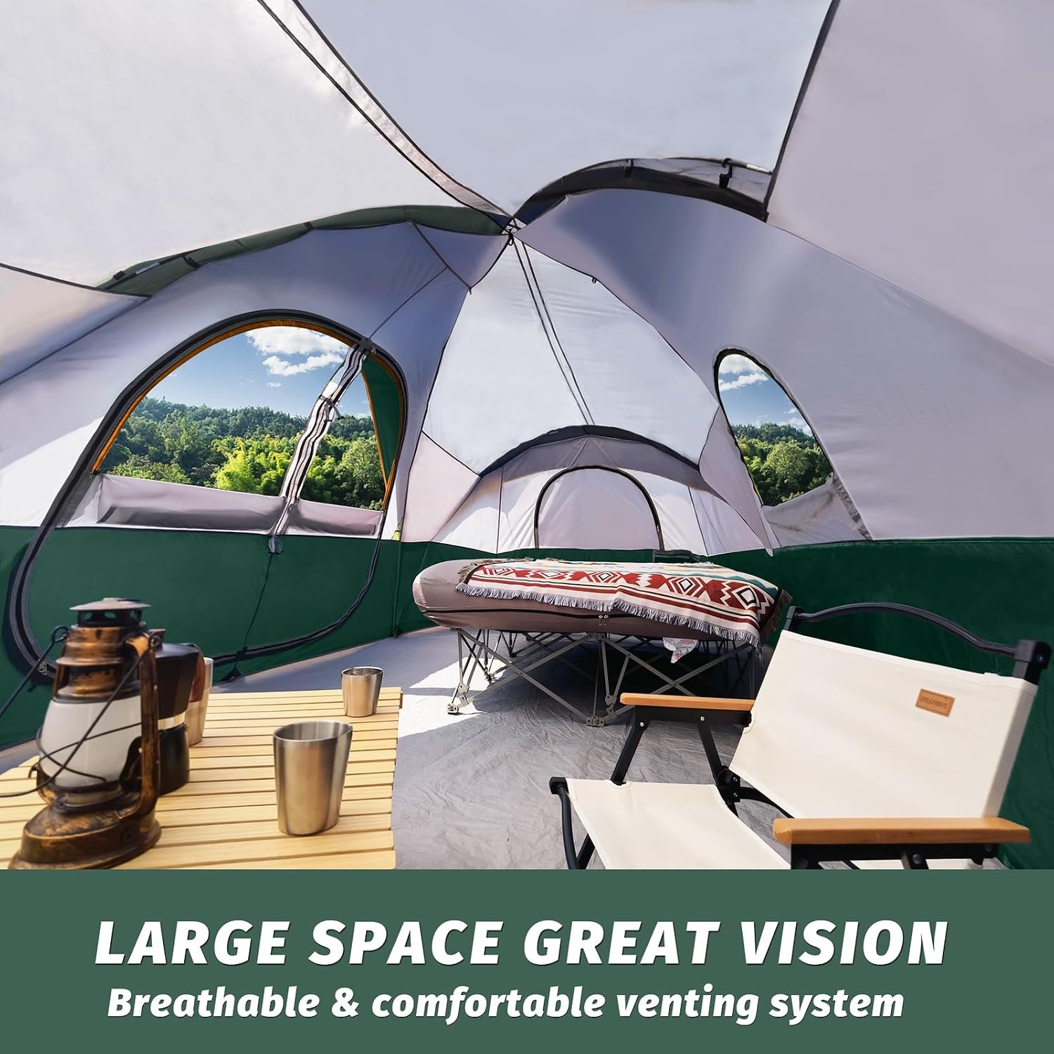 UNP 10 Person Tents for Camping Family Outdoor Camping Tent | 2 Rooms with Rainfly, Waterproof 5 Large Mesh Windows Size 18ft x 9ft x78in - Image 4