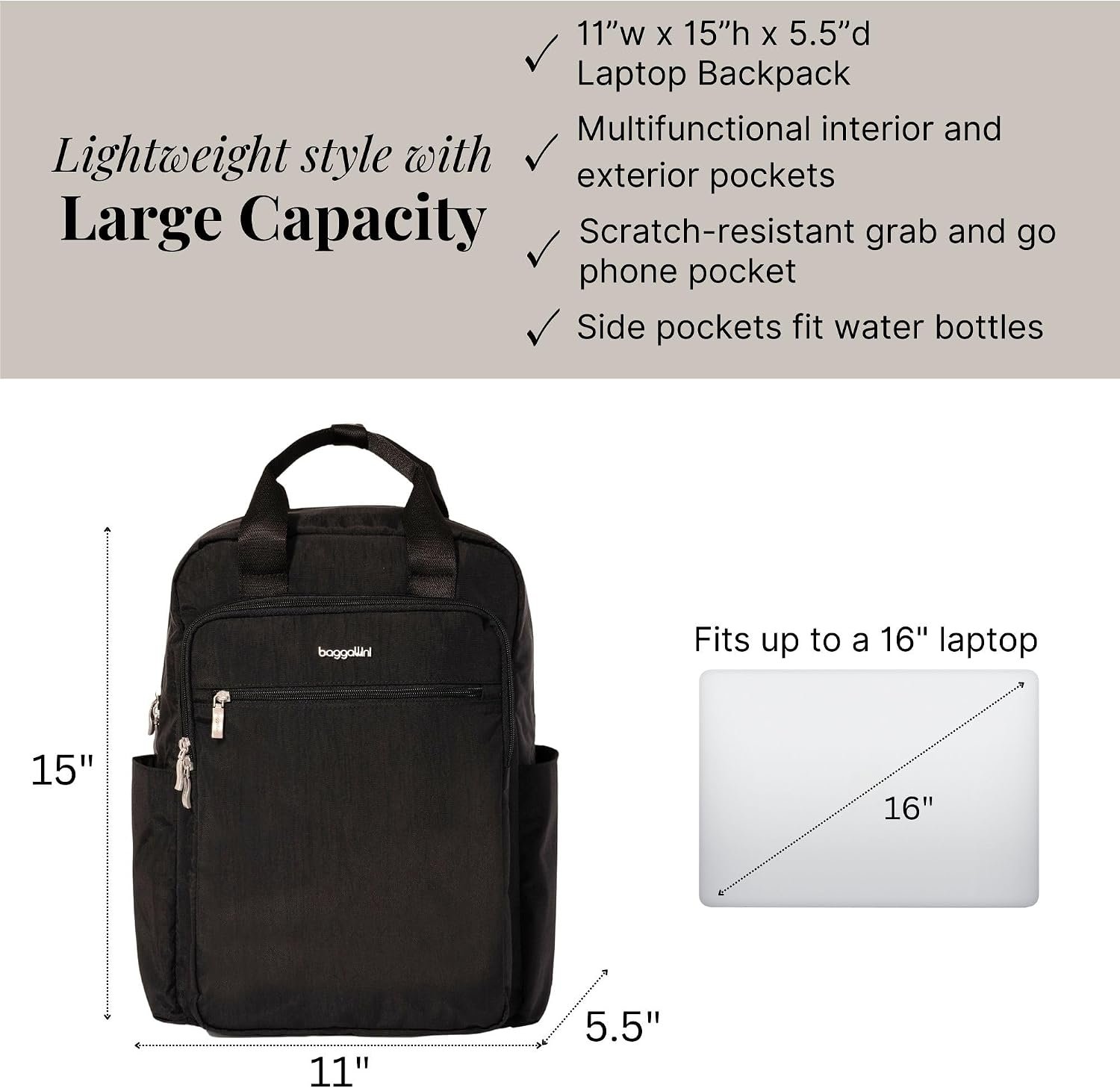 Baggallini Commuter Laptop Backpack - Image 4