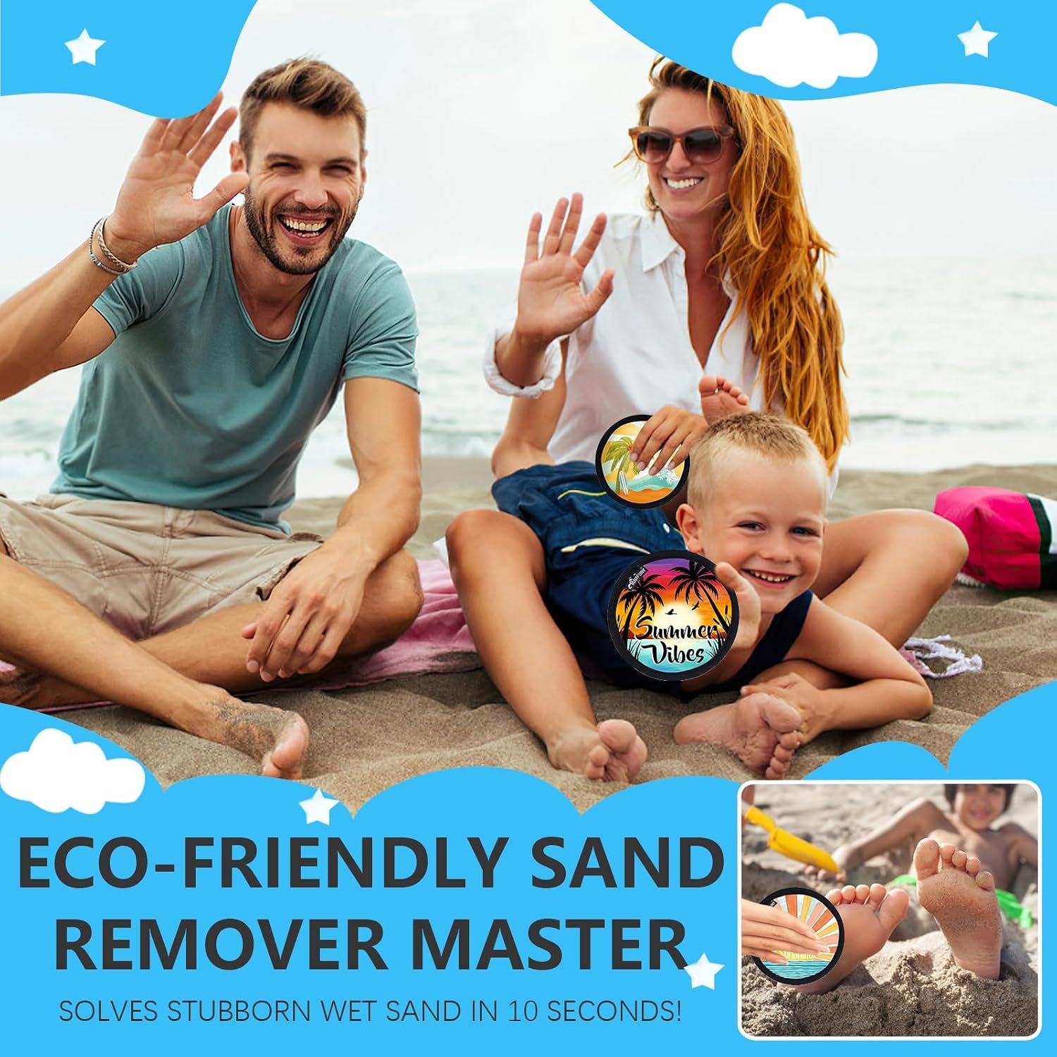 Sand Remover for Beach Cleaner Eraser for Family Wipe Off Mitt Duster Brush Vacation Trip Hawaii Honeymoon Essential Gift Costa Rica Must Haves Resort Rio de Janeiro Punta Cana Beach Towel Sunshine - Image 6