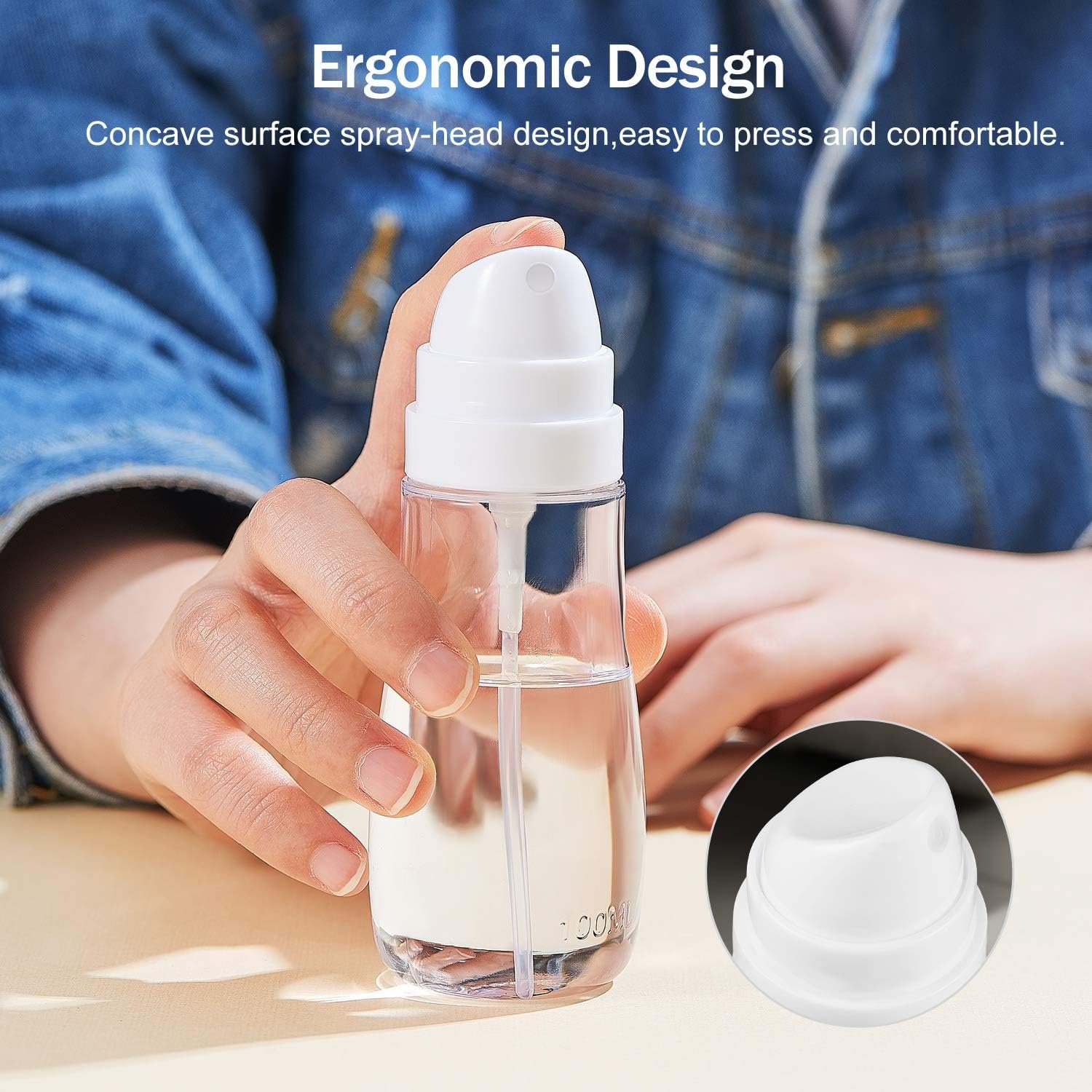 Yolaist Small Spray Bottle with Fine Mist, 2 Pack 3.4oz/100ml TSA Approved Travel Size, Refillable Empty Mister Spray Bottles for Hair, Face, Plants, Cleaning, Cosmetics & Essential Oils - Image 3
