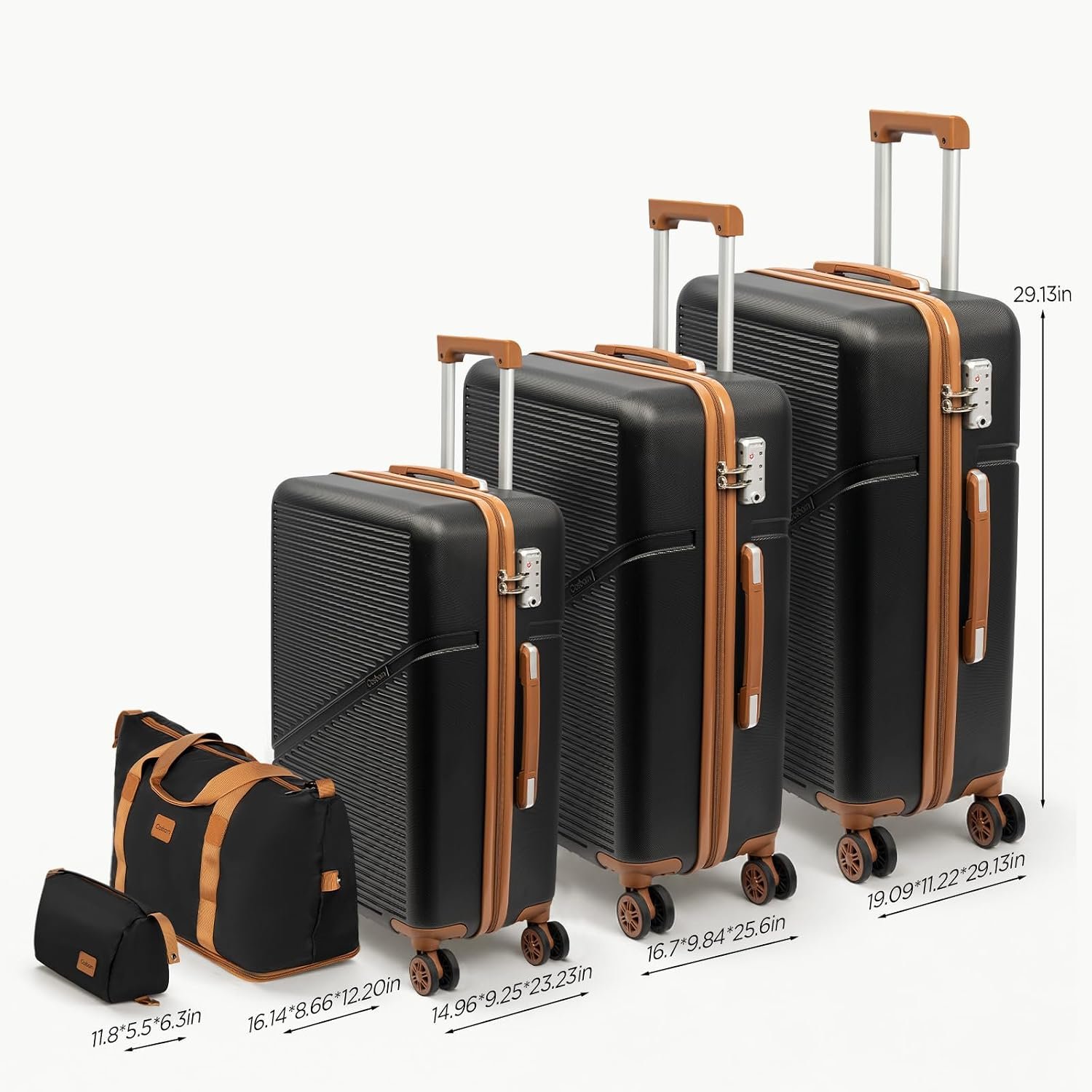 Cosbarn Luggage Sets, Durable 20,24,28 inch Suitcase Sets With Wheels | ABS Hardshell Sets Includes 20, 24&28inch Suitcase, Duffel, Toiletry Bags, TSA lock, Spinner Wheels,Checked Family Travel - Image 8