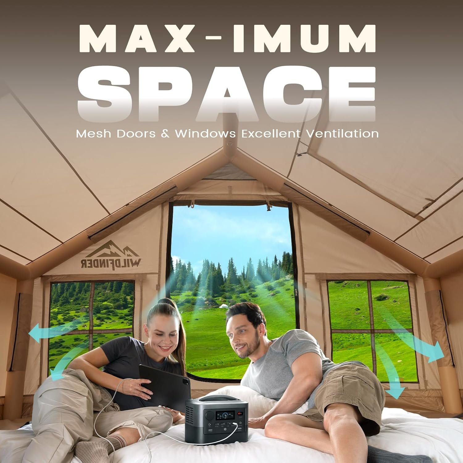 Inflatable Tent with Skylight & Stove Jack,Blow Up Tents, Hot Tent - Image 2