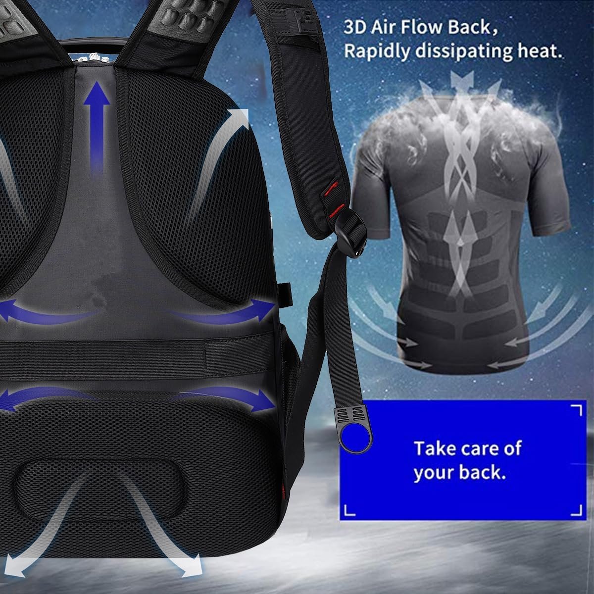 SHRRADOO Extra Large Travel Laptop Backpack for Men, Work College Backpacks | Fit 17 Inch Laptops, with Combination Lock, Carry On Flight Approved, Men Women Business Backpack,Bookbag School Backpack - Image 5